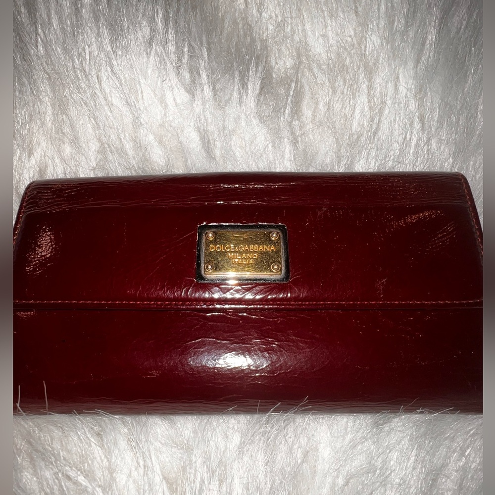 Dolce & Gabbana Burgundy Cracked Leather Continental Wallet